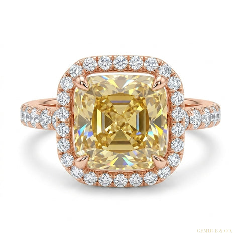 5.00 ct DEW Champagne Treated Moissanite Ring in – Certified Beauty 18K Gold Plated Ver 18K Gold Plated – white background main image