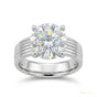 5.00 ct DEW White Round Cut Treated Moissanite Ring in Certified Beauty 18K Gold Plated