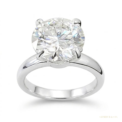 5.05 ct DEW Certified Round White Moissanite Solitaire Ring in – Gift 18K Gold Plated V 18K Gold Plated – white background main image
