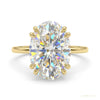 5.05 ct DEW Oval Cut Off White Treated Moissanite Ring in – Certified 18K Gold Plated V 18K Gold Plated – white background main image