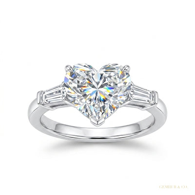5.10 ct DEW Certified Heart Cut Solitaire White Soliatire Moissanite Ring 18K Gold Plat 18K Gold Plated