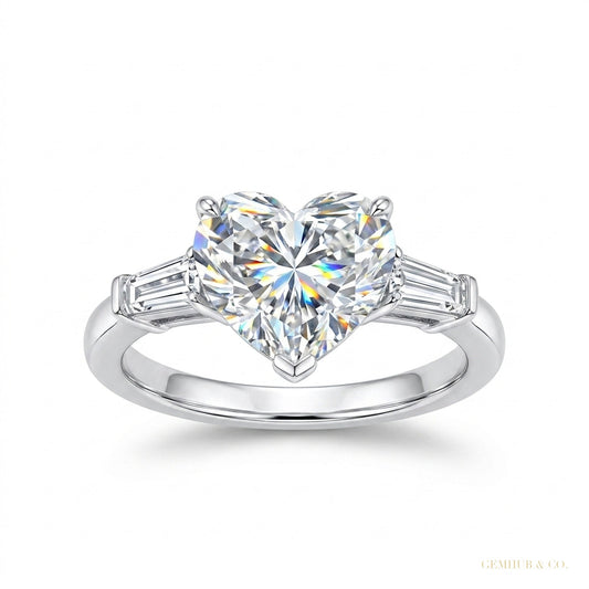 5.10 ct DEW Certified Heart Cut Solitaire White Soliatire Moissanite Ring 18K Gold Plat 18K Gold Plated – white background main image