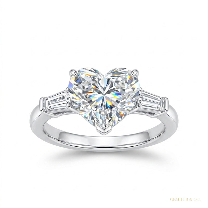 5.10 ct DEW Certified Heart Cut Solitaire White Soliatire Moissanite Ring 18K Gold Plat 18K Gold Plated – white background main image