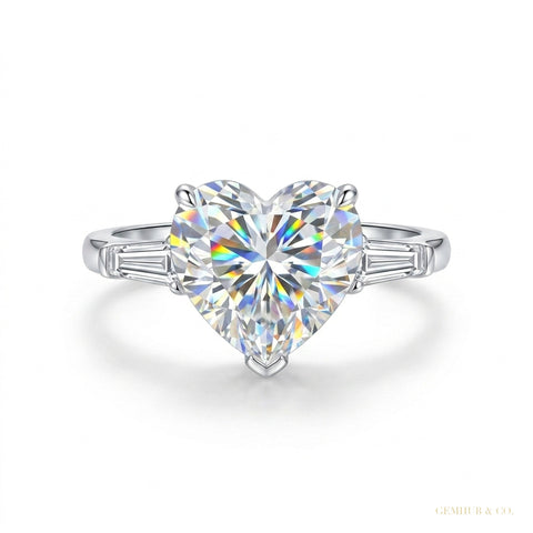 5.10 ct DEW Heart Cut Off White Treated Moissanite Solitaire Ring in 18K Gold Plated Ve 18K Gold Plated – white background main image