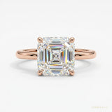 5.20 ct DEW Asscher Cut Moissanite Ring Wedding Gift for Wife Anniversary 18K Gold Plated – white background main image