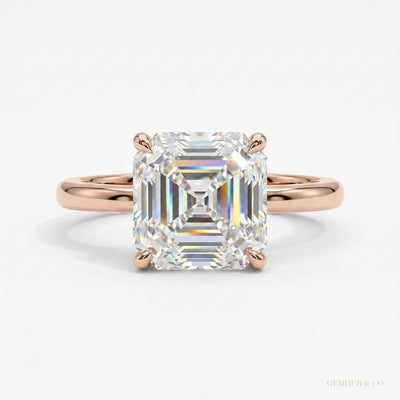 5.20 ct DEW Asscher Cut Moissanite Ring Wedding Gift for Wife Anniversary 18K Gold Plat 18K Gold Plated