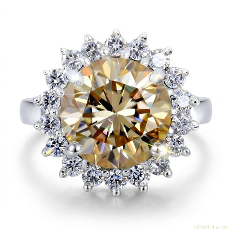 5.40 ct DEW Champagne Solitaire Moissanite Ring in – 4th of July Gift 18K Gold Plated V 18K Gold Plated – white background main image