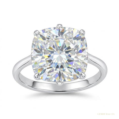 5.45 ct DEW Certified White Moissanite Solitaire Ring – Gift Jewellery in 18K Gold Plated – white background main image