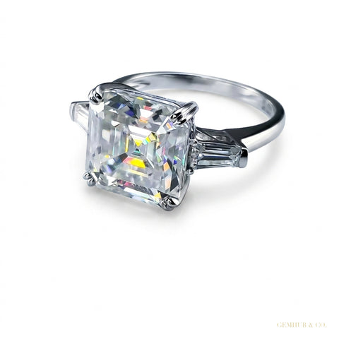 5.50 ct DEW Off White Moissanite Solitaire Statement Ring in Certified 18K Gold Plated 18K Gold Plated – white background main image
