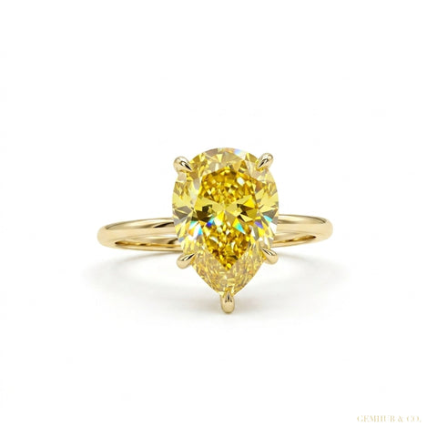 5.60 ct DEW Champagne Moissanite Solitaire Ring Statement Gift for Her 18K Gold Plated 18K Gold Plated – white background main image