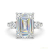 5.70 ct DEW Emerald Cut Off White Moissanite Ring Birthday Gift Wife 18K Gold Plated Ve 18K Gold Plated – white background main image