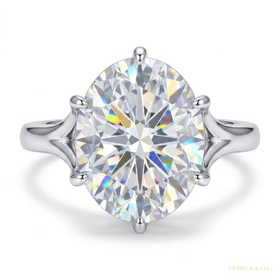 5.85 ct DEW Certified Cushion Cut White Solitaire Moissanite Ring 18K Gold Plated Verme 18K Gold Plated