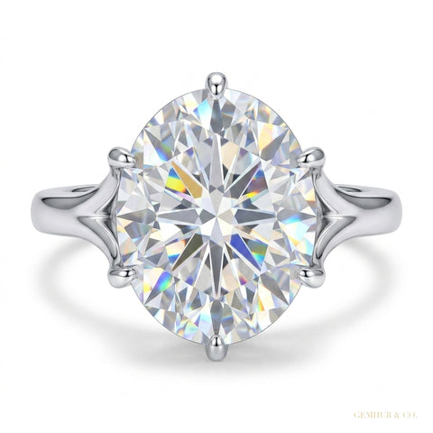 5.85 ct DEW Certified Cushion Cut White Solitaire Moissanite Ring 18K Gold Plated Verme 18K Gold Plated – white background main image