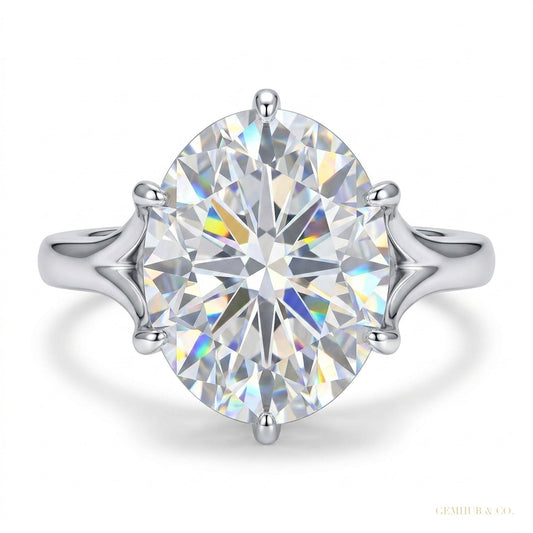 5.85 ct DEW Certified Cushion Cut White Solitaire Moissanite Ring 18K Gold Plated Verme 18K Gold Plated – white background main image