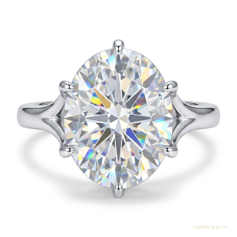 5.85 ct DEW Certified Cushion Cut White Solitaire Moissanite Ring 18K Gold Plated Verme 18K Gold Plated – white background main image