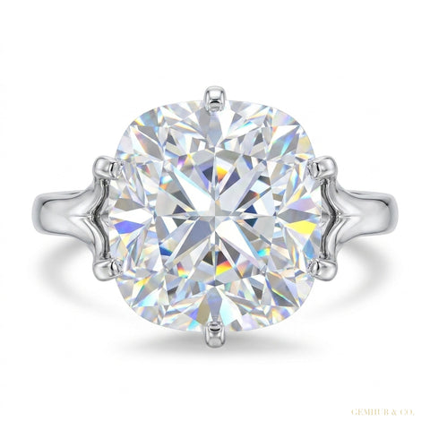 5.85 ct DEW Cushion Cut Moissanite Ring Gift for Her Anniversary Sparkle 18K Gold Plate 18K Gold Plated – white background main image