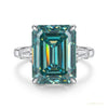 5.85 ct DEW Emerald Cut Blue Moissanite Ring In With Certificate 18K Gold Plated Vermei 18K Gold Plated – white background main image