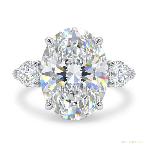 5.90 ct DEW Certified White Moissanite Solitaire Ring – Anniversary Gift for Women 18K 18K Gold Plated – white background main image