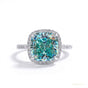 5.90 ct DEW Cushion Cut Blue Treated Moissanite Solitaire Ring in WOW 18K Gold Plated V 18K Gold Plated