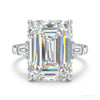 5.90 ct DEW Emerald Cut Certified White Solitaire Moissanite Ring For Mother 18K Gold P 18K Gold Plated – white background main image