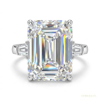 5.90 ct DEW Emerald Cut Certified White Solitaire Moissanite Ring For Mother 18K Gold P 18K Gold Plated