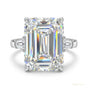 5.90 ct DEW Emerald Cut Certified White Solitaire Moissanite Ring For Mother 18K Gold P 18K Gold Plated