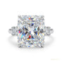5 ct DEW Certified Radiant Cut White Moissanite Ring For Women 18K Gold Plated