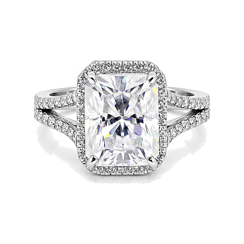 5 Ct Emerald Cut Lab Grown Diamond Ring — VS1 Clarity, 18k White Gold Vermeil