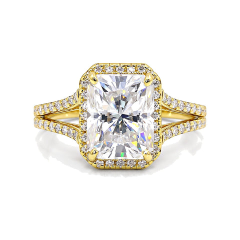 5 Ct Emerald Cut Lab Grown Diamond Ring — VS1 Clarity, 18k Yellow Gold Vermeil