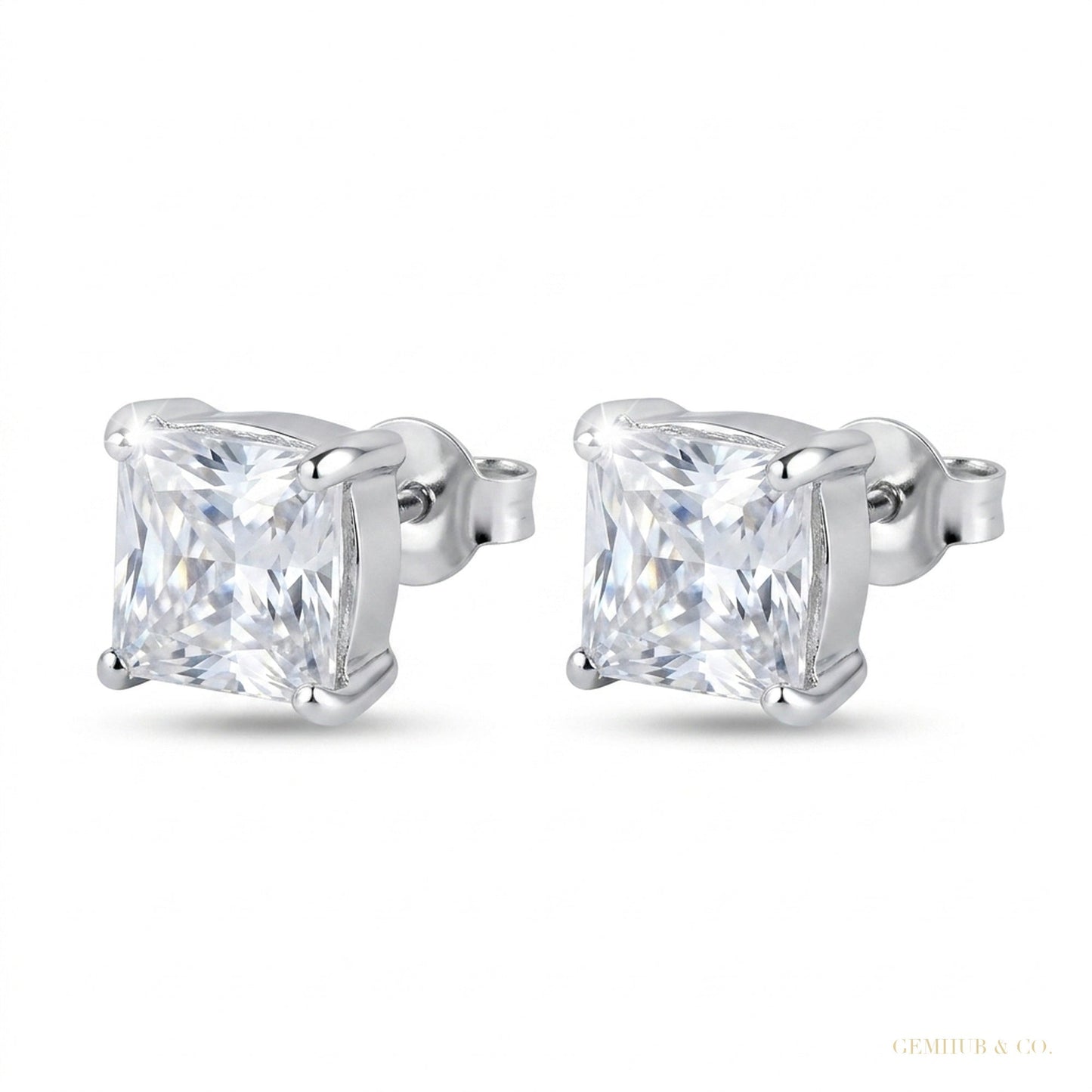 5.00 ct DEW White Moissanite Solitaire Studs In Gold Vermeil For Birthday – white background main image