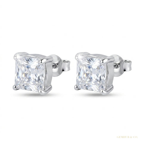 5.00 ct DEW White Moissanite Solitaire Studs In Gold Vermeil For Birthday – white background main image