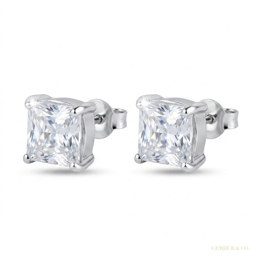 5.00 ct DEW White Moissanite Solitaire Studs In Gold Vermeil For Birthday – white background main image