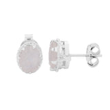 GEMHUB 925 Sterling Silver Gemstone Stud Earrings - White Moonstone 4.25 Ct