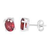 GEMHUB 925 Sterling Silver Gemstone Stud Earrings - Red Garnet 5.90 Ct