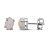 GEMHUB 925 Sterling Silver Gemstone Stud Earrings - White Pearl 2.65 Ct / White Pearl 3.10 Ct