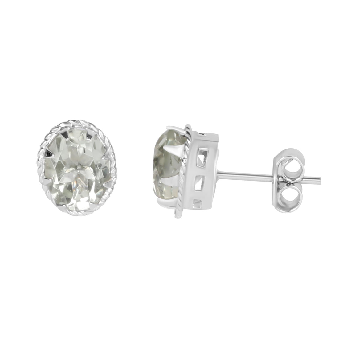 GEMHUB 925 Sterling Silver Gemstone Stud Earrings - Blue Aquamarine 5.35 Ct