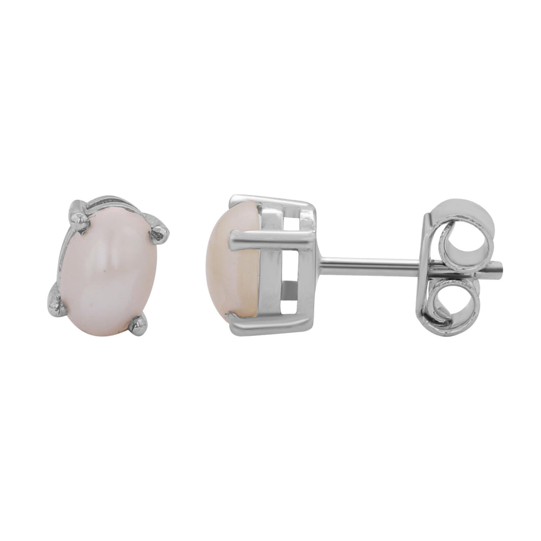 GEMHUB 925 Sterling Silver Gemstone Stud Earrings - White Pearl 2.65 Ct / White Pearl 3.10 Ct