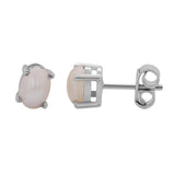 GEMHUB 925 Sterling Silver Gemstone Stud Earrings - White Pearl 2.65 Ct / White Pearl 3.10 Ct
