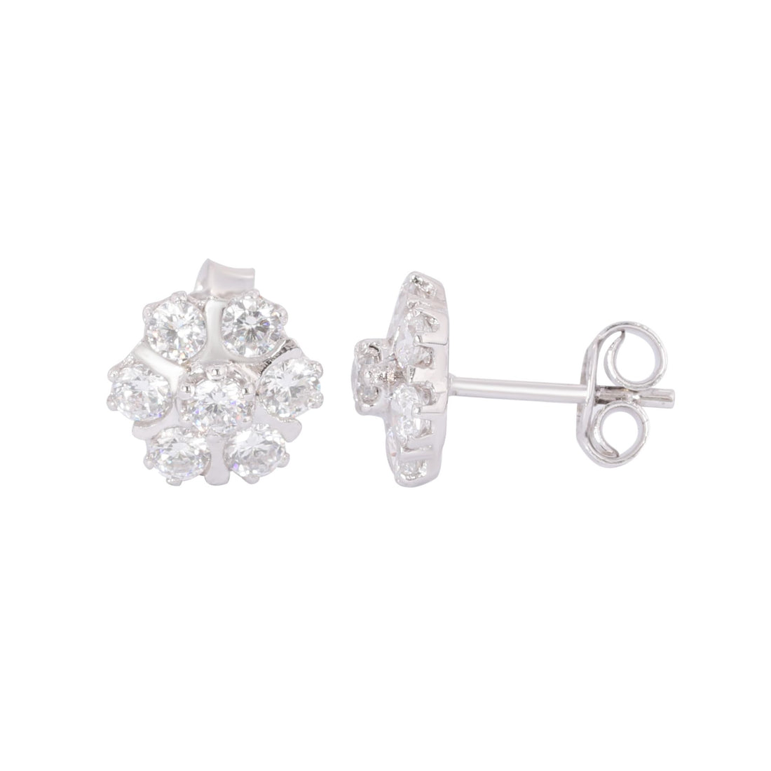 GEMHUB 925 Sterling Silver Gemstone Stud Earrings - White Zircon 6.30 Ct