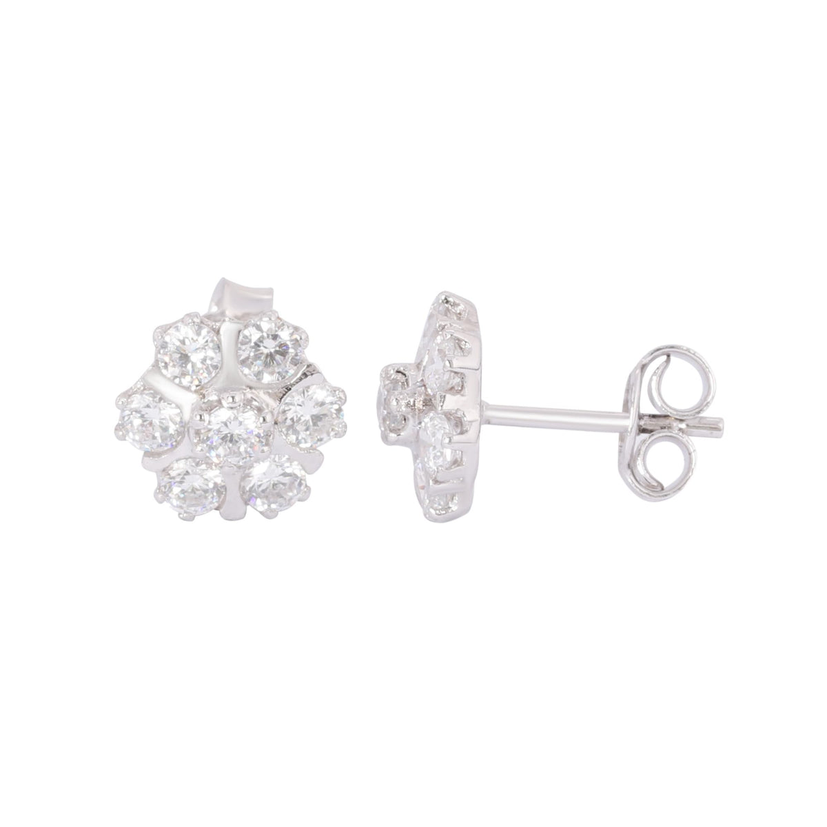 GEMHUB 925 Sterling Silver Gemstone Stud Earrings - White Zircon 6.30 Ct