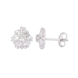 GEMHUB 925 Sterling Silver Gemstone Stud Earrings - White Zircon 6.30 Ct