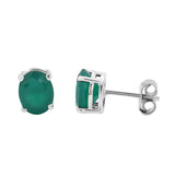 GEMHUB 925 Sterling Silver Gemstone Stud Earrings - Green Onyx 6.85 Ct