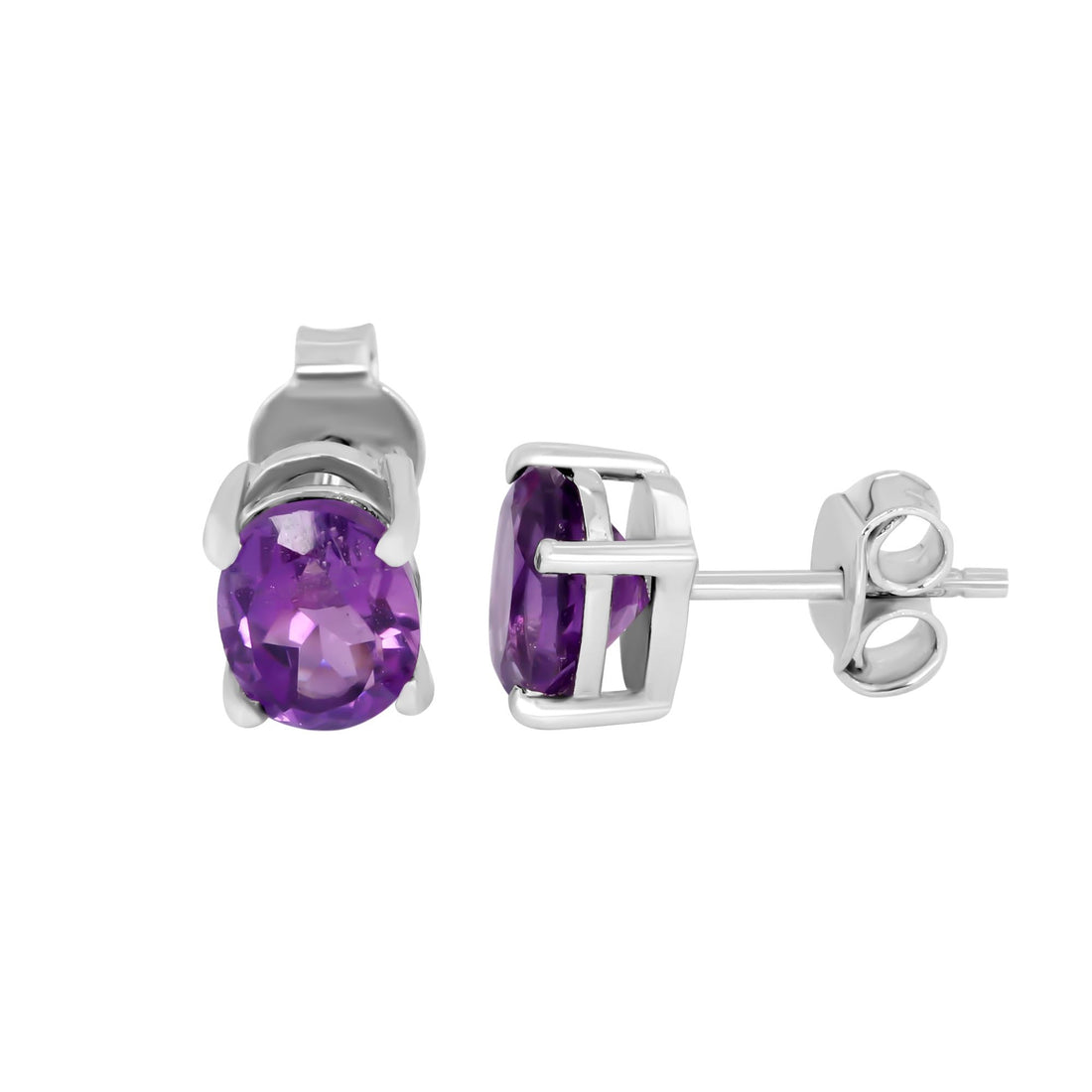 GEMHUB 925 Sterling Silver Gemstone Stud Earrings - Purple Amethyst 5.35 Ct