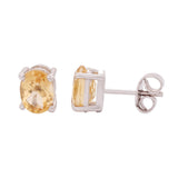 GEMHUB 925 Sterling Silver Gemstone Stud Earrings - Yellow Citrine 5.40 Ct