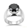 5.20 ct DEW Certified Round Cut Black Moissanite Gold Vermeil Ring For Engagement – white background main image