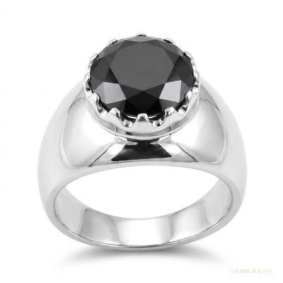5.20ct DEW Black Moissanite Round Solitaire Ring | 18K Gold Vermeil | GRA Certified