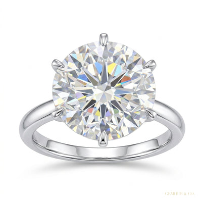 5.20ct DEW White Moissanite Round Solitaire Ring | 18K Gold Vermeil | GRA Certified