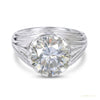 5.30 ct DEW Certified Round Cut White Moissanite Ring Gold Vermeil Sterling Silvers – white background main image