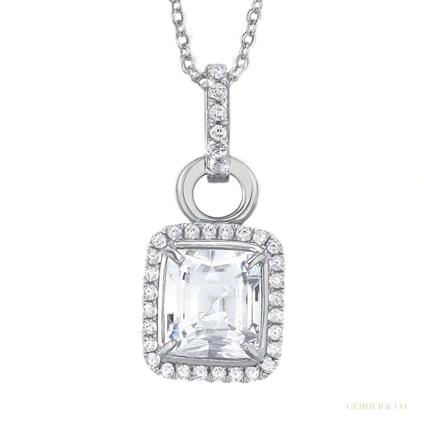 Moissanite 5.40 ct DEW Certified Moisanite Pendant Accents Back to School Jewellery Gold Vermeil – white background main image