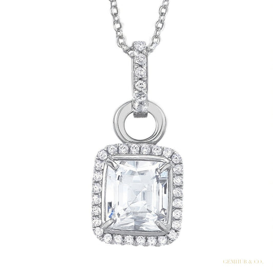 Moissanite 5.40 ct DEW Certified Moisanite Pendant Accents Back to School Jewellery Gold Vermeil – white background main image